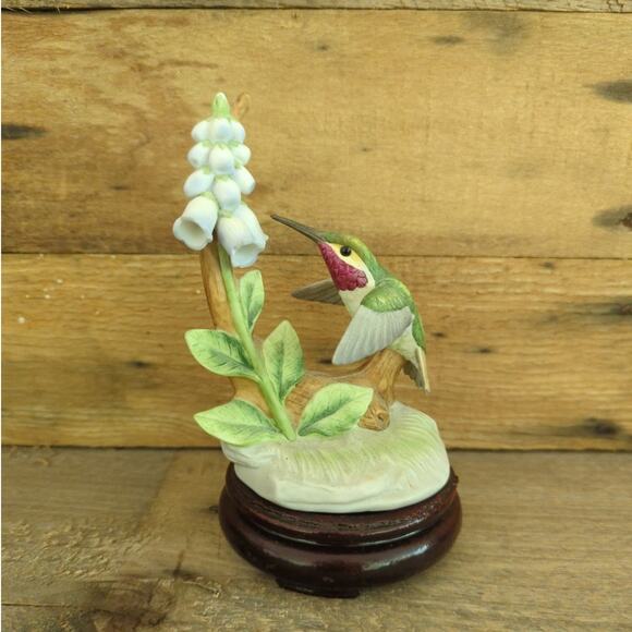 Vintage 1986 Porcelain Calliope Hummingbird by Andrea Lily of the Valley - Picture 1 of 10